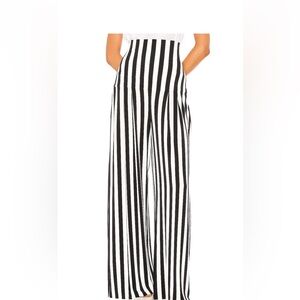 Norma kamali black & white striped wide leg pleated pants, used! Worn once!